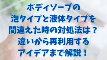 ボディソープの泡タイプと液体タイプを間違えた時の対処法は？違いから再利用するアイデアまで解説！