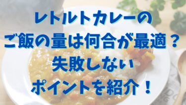 レトルトカレーのご飯の量は何合が最適？失敗しないポイントを紹介！
