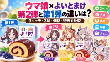 ウマ娘×よいとまけ第2弾と第1弾の違いは？3キャラ・3味・価格・特典を比較！