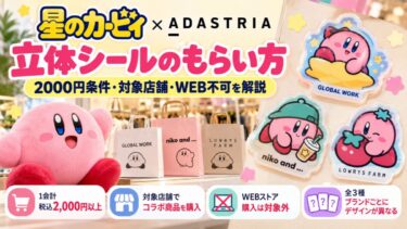 星のカービィ×アダストリア立体シールのもらい方！2000円条件・対象店舗・WEB不可を解説！