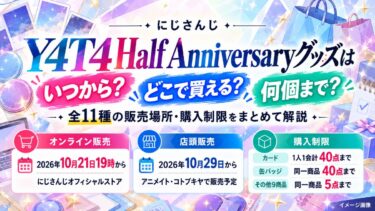 にじさんじのY4T4 Half Anniversaryグッズはいつから？販売場所・購入制限を全11種まとめ！